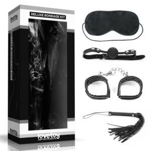 Kit Bondage Deluxe 4 Unidades Negro 4 Set de 3 Piezas Antifaz - Erotiks | Tienda erótica online