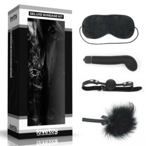 Kit Bondage Deluxe con Vibrador Negro 4 Antifáz de Satén Negro - Erotiks | Tienda erótica online